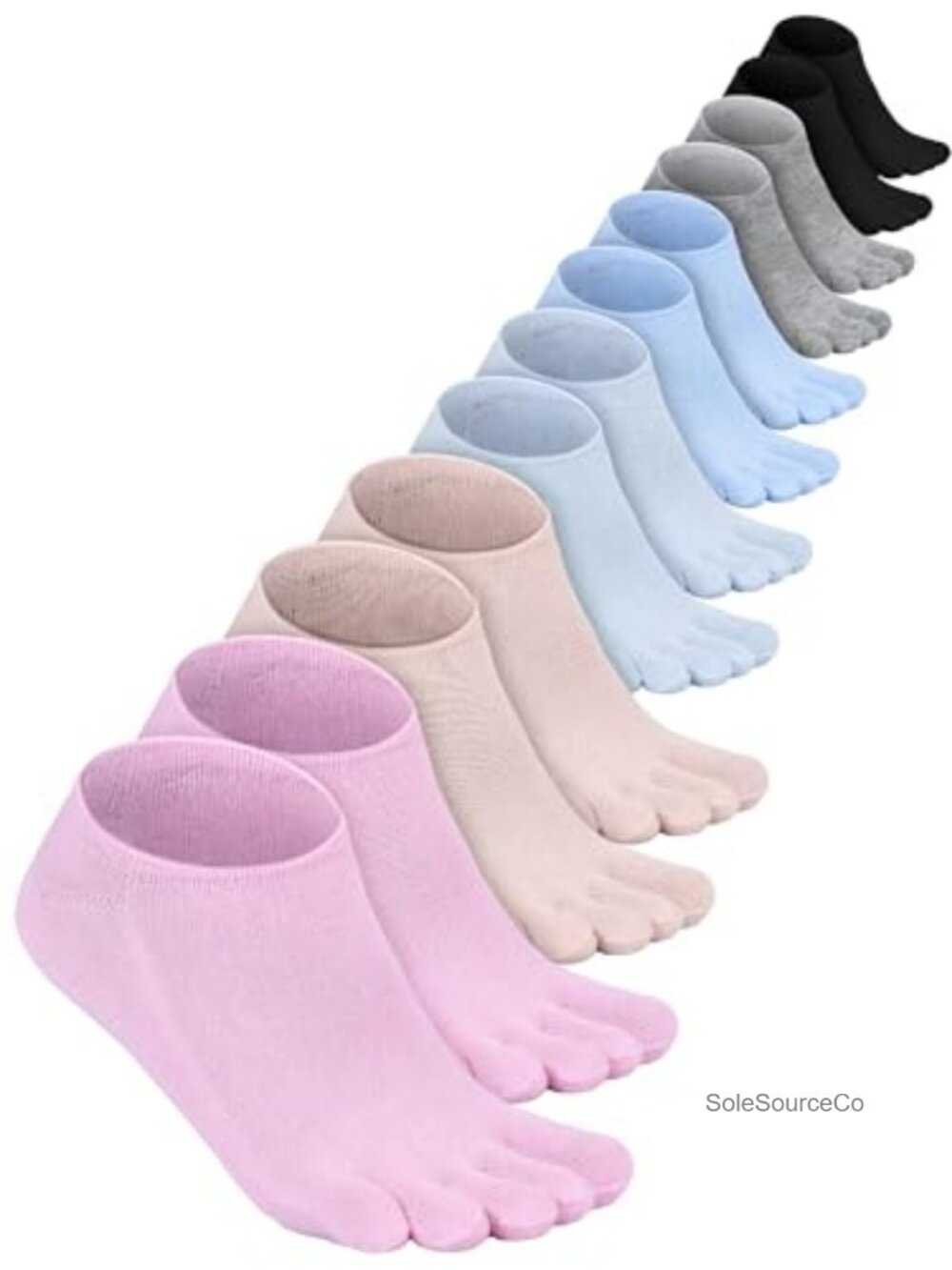 Cotton Five Toe Socks No Show Athletic Socks (6 Pairs)